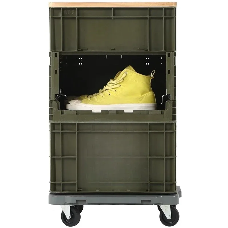 Storage box, camping industrial wind outdoor bracket rack, plastic car camping folding storage box
