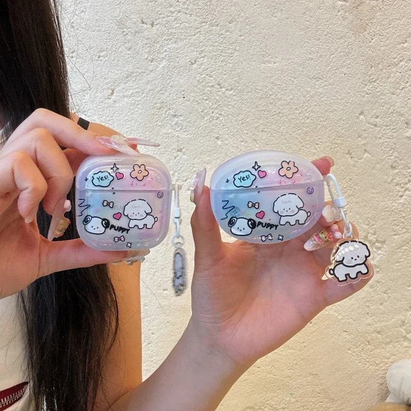 

For Huawei FreeClip2 Freebuds Pro 3/4 Pro5 SE2 SE4 5i 6i 7i Funda Cute Cartoon Dog Flower Headphones Case Protective Shell Cover