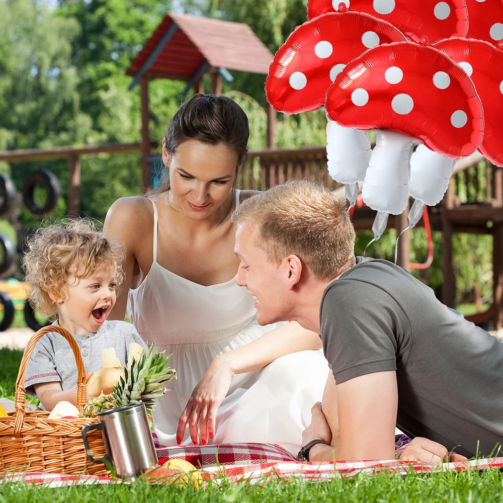 5/3/1 pz palloncini Foil fungo rosso per giardino delle fate decorazione festa di compleanno a tema Baby Shower Party puntelli per foto giocattolo per bambini