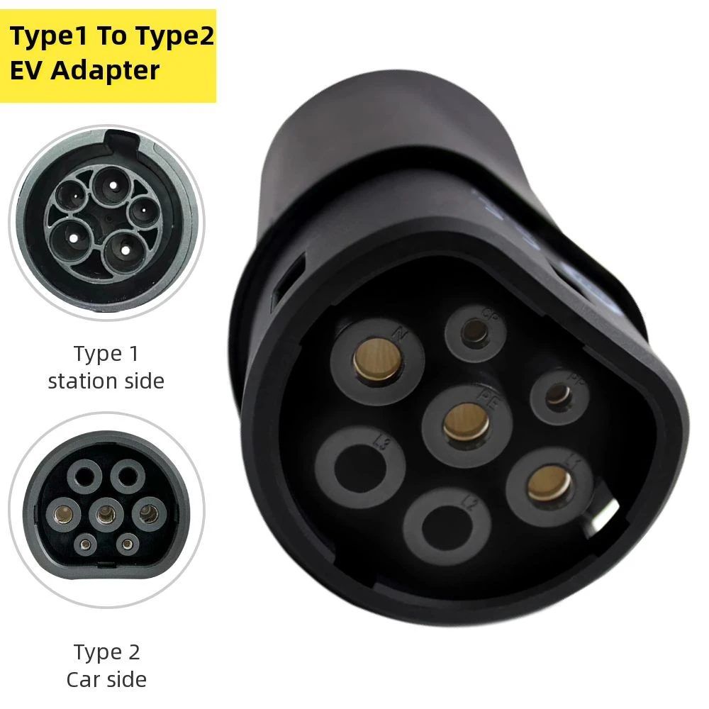 

Type1 SAE J172 to Type2 IEC 62196 EV Adapter Type 1 Station Side to Type 2 Plug EVSE Charging Connector 32A for Electric Car