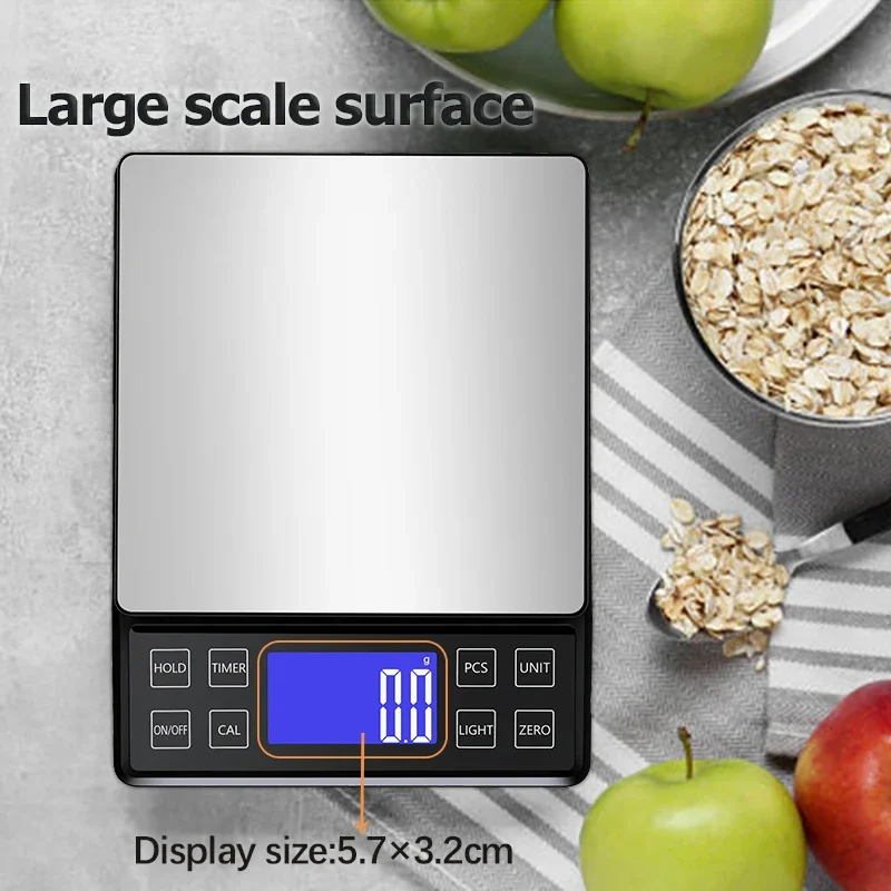 3/5/10kg Digital Kitchen Scale Stainless Steel Portable Kitchen Food Scale LED Display Electronic Jewelry Baking Weight Scales