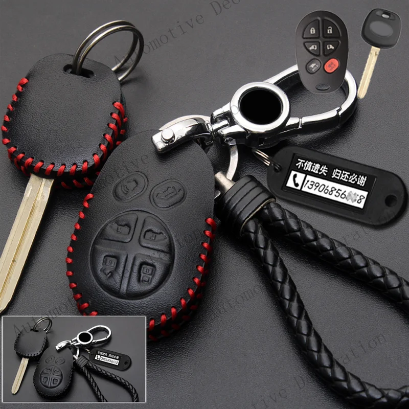 Z+ Genuine Leather Car Remote Key Fob Case Cover Holder For Toyota Sienna 2004-2008
