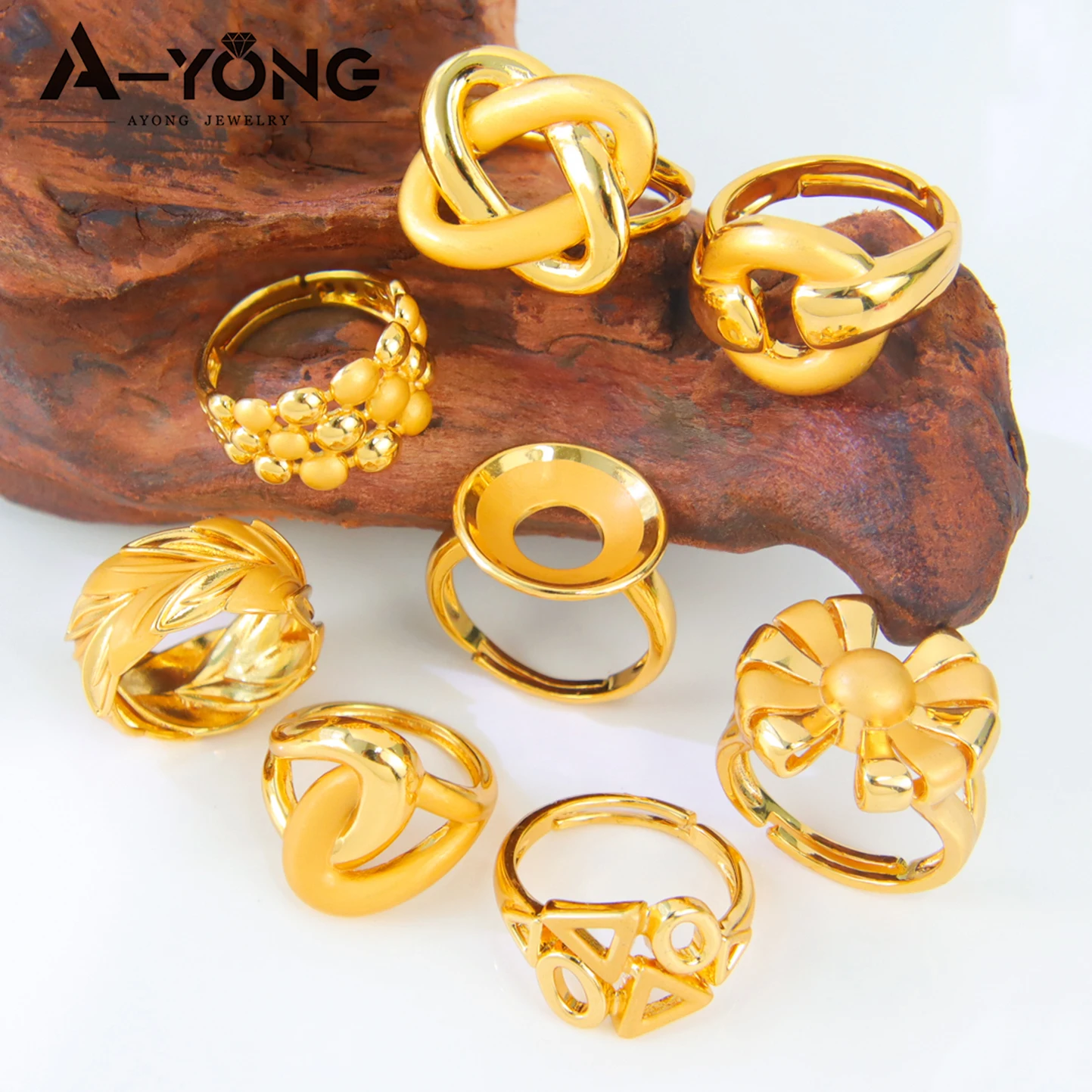 Nigeria Wedding Jewelry Rings 21k Gold Plated Adjustable Algeria Delicate Geometric Ring Middle Eastern Women Vintage Jewelrys