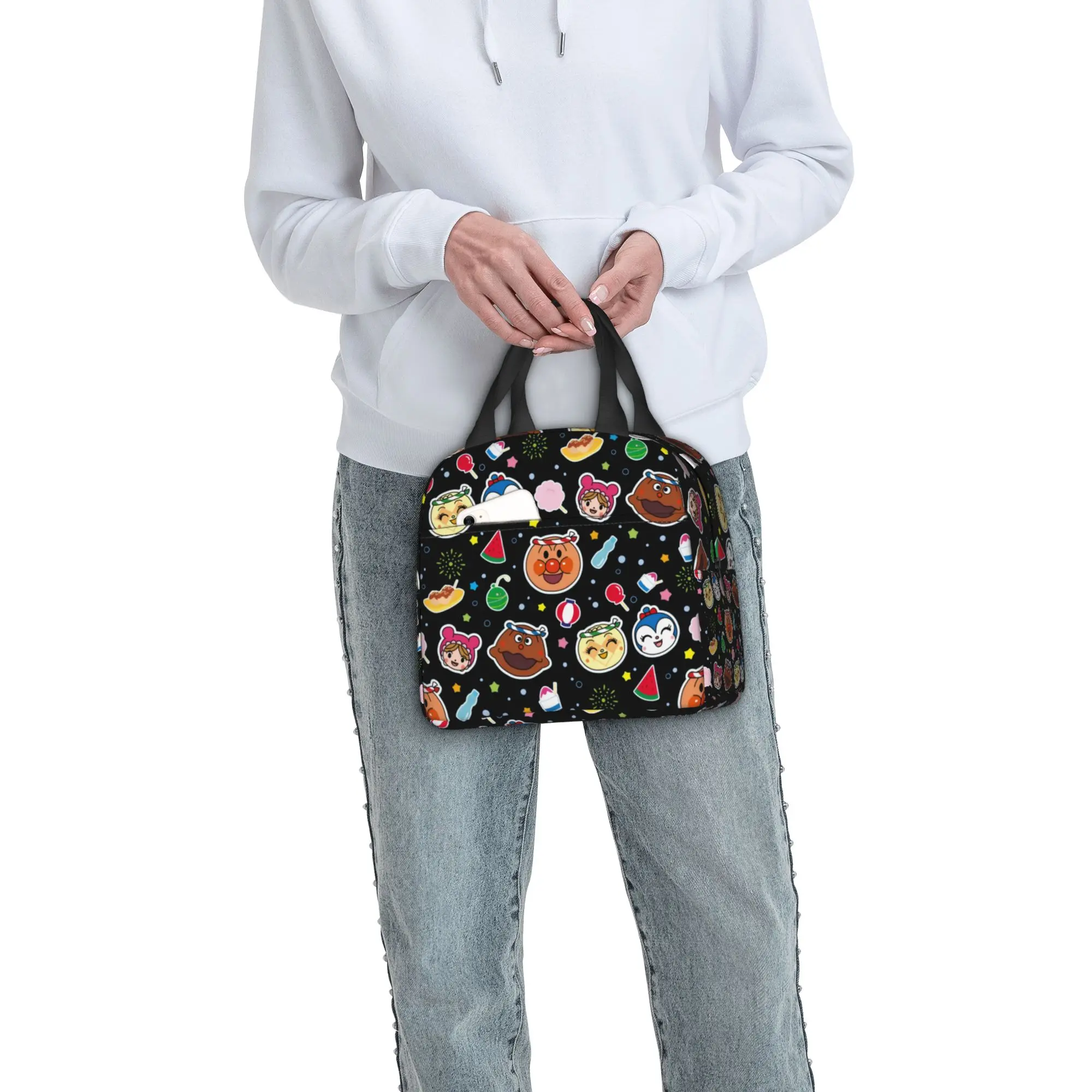 Custom Anpanmans Insulated Lunch Bags for Women Men Cartoon Portable Thermal Cooler Bento Box Work School Travel view 5