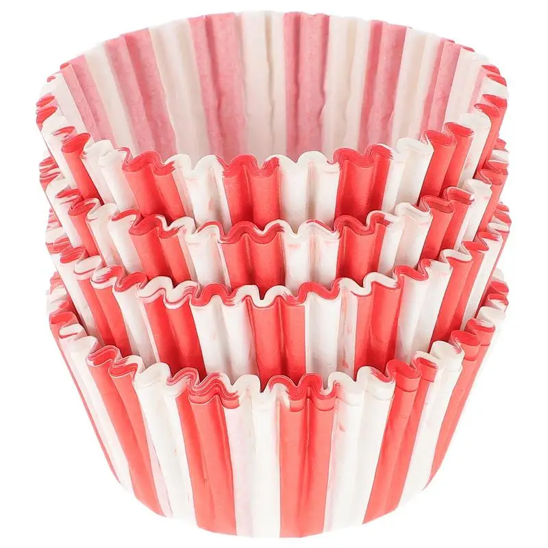 100pcs Stripes Paper Muffin Cups Baking Paper Cup Cupcake Paper Cups Wrapper Baking Cup Set Bakery Party Dessert Shop Supplies