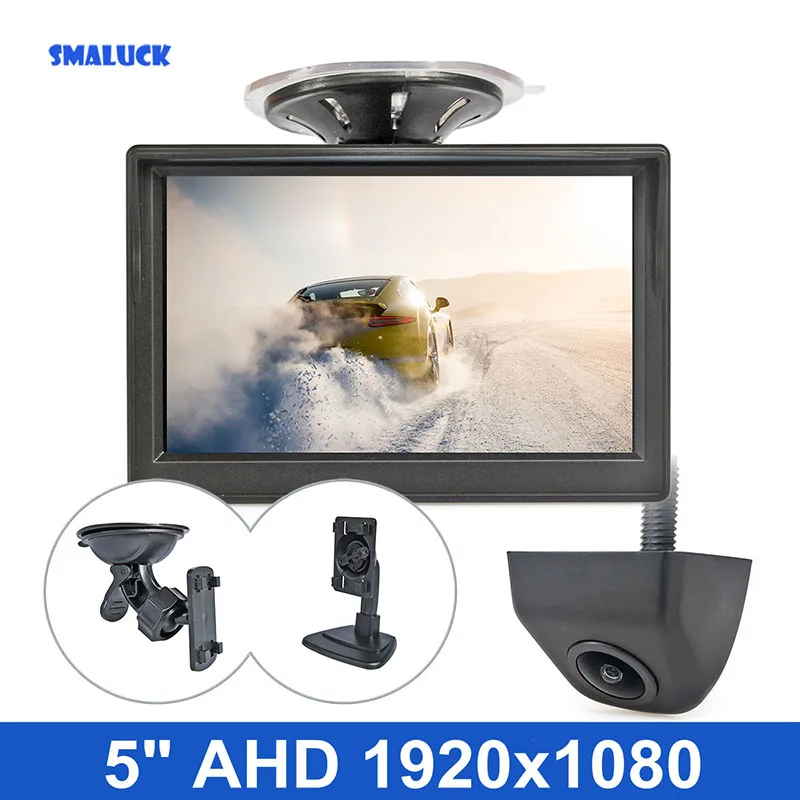 

SMALUCK 5" AHD Backup Car Monitor 1920*1080 HD 170 Degree Starlight Night Vision Cam Vehicle Reverse Car Camera for SUV MPV RV