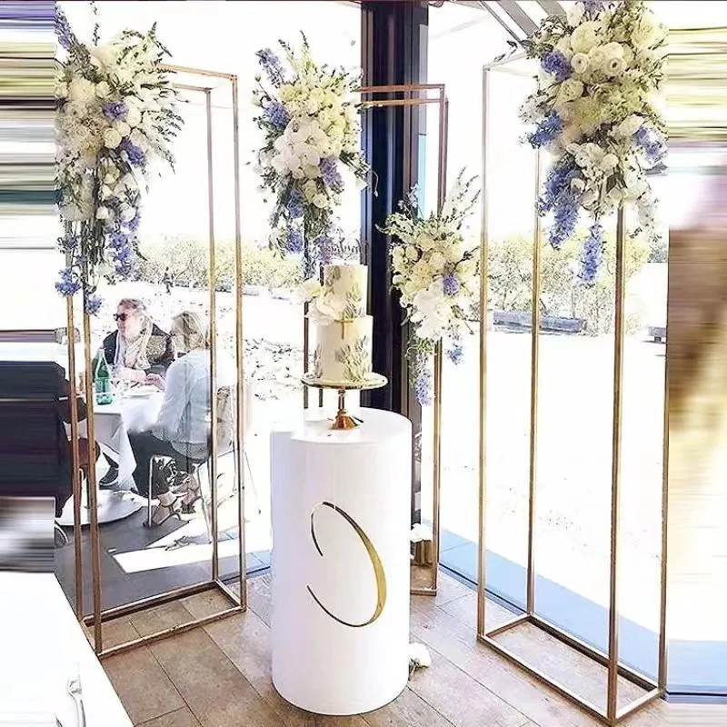 2m square gold metal arch frame wedding flower stand backdrop wedding decoration