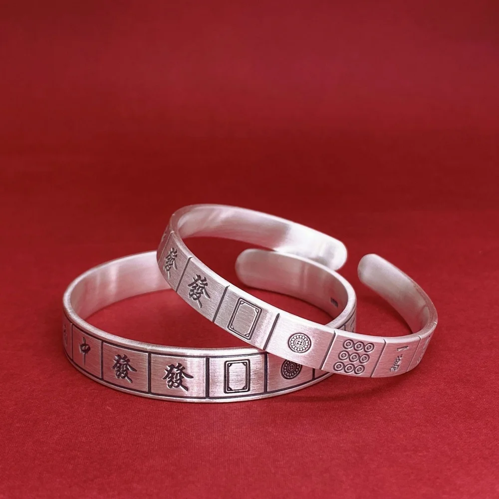 

Mahjong bracelet 999 open sterling silver vintage make old send friends