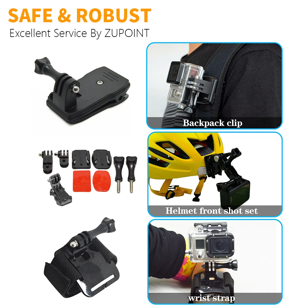 Sports Video Camera Acessórios, Action Kit, Chest Strap, Head Strap, Selfie Stick, Holder Set para GoPro, Insta360, DJI OSMO