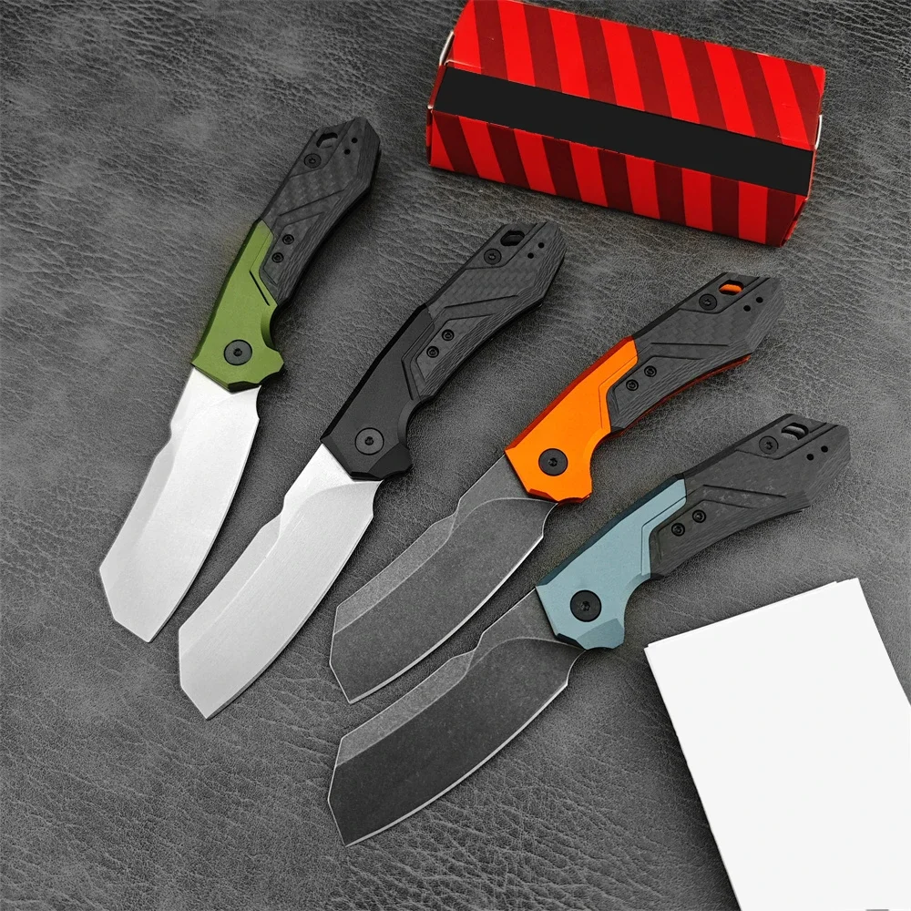 AU TO Folding Knife KS 7850 Launch 14 CPM 154 Cleaver Blade Aluminum Alloy & Carbon Fiber Handles Knife EDC Fishing Hiking Tool