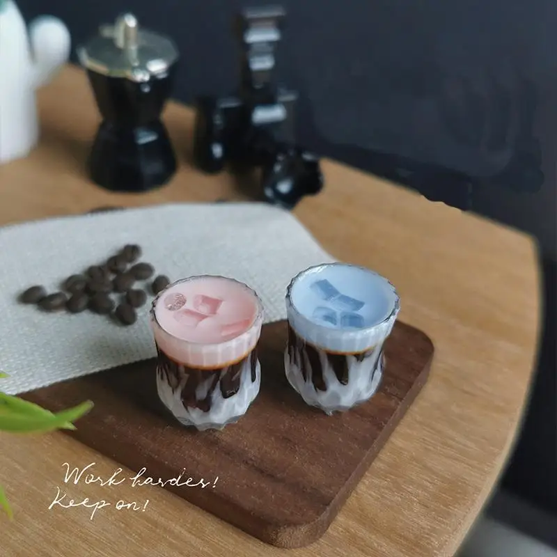 

Cute Dollhouse Miniature Coffee Shop Toy Model Miniature Latte Coffee Beverage Cafe Toy Drink Model Dollhouse Accessories