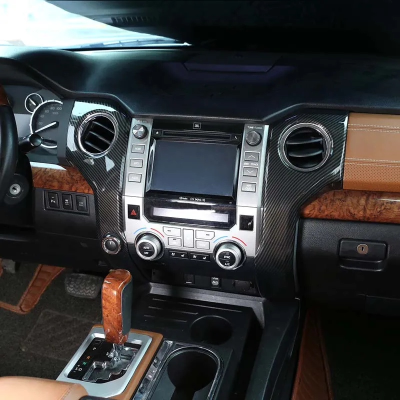 ABS Carbon Fiber Interior Mouldings For Toyota Tundra 2014-2021 Window Lift Switch Dashboard Trim Navigation Panel Frame Cover