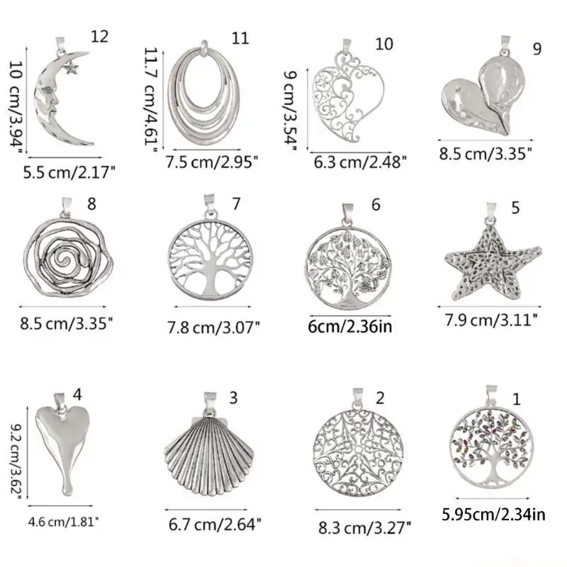 D46E Vintage Alloy Charm for Jewelry Making Heart Star Pendant Handmade DIY Bracelet Earrings Necklace Keychain Spacer Beads