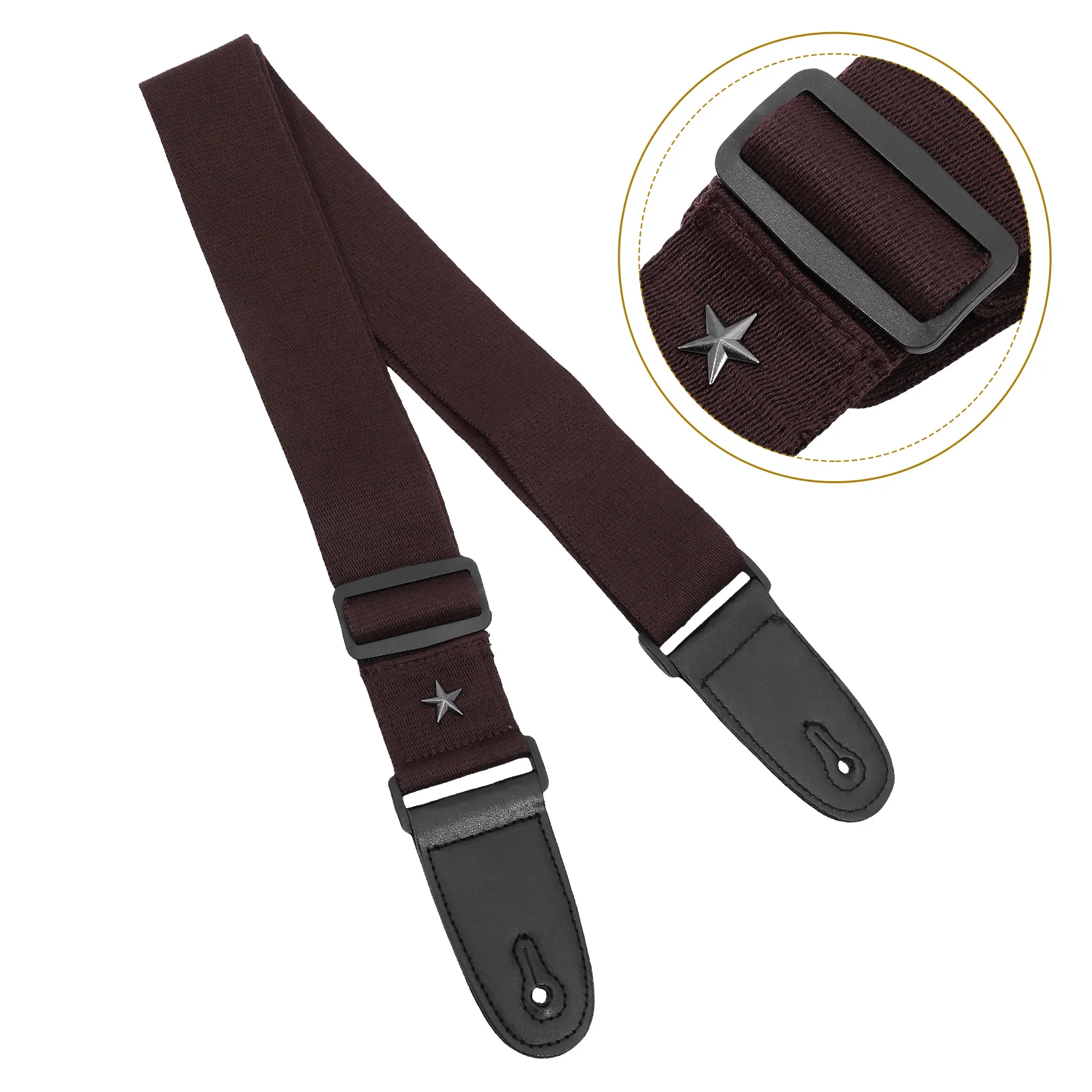 

Thickened Star Pattern Coffee Color Adjustable Guitar Strap For Folk Acoustic Electric Bass Guitar Accessories
