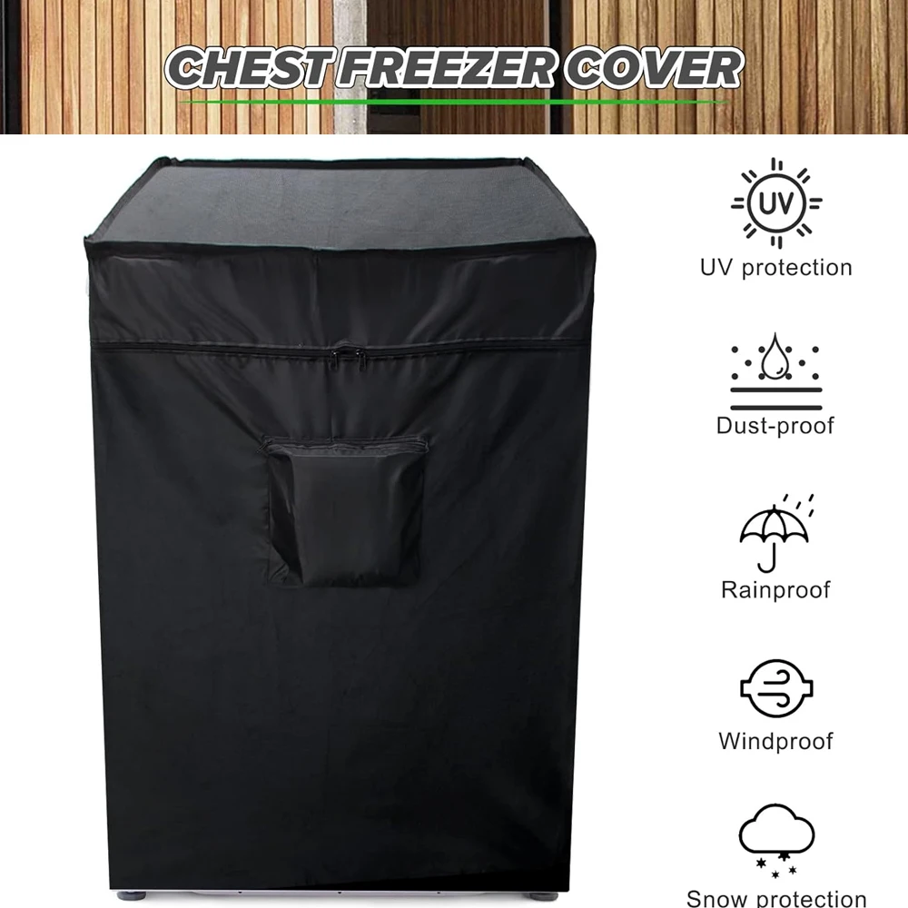 

420D Top with Zipper Chest Freezer Cover Freezer in Style Freezer Covers for Outside Chest Refrigerator All Black