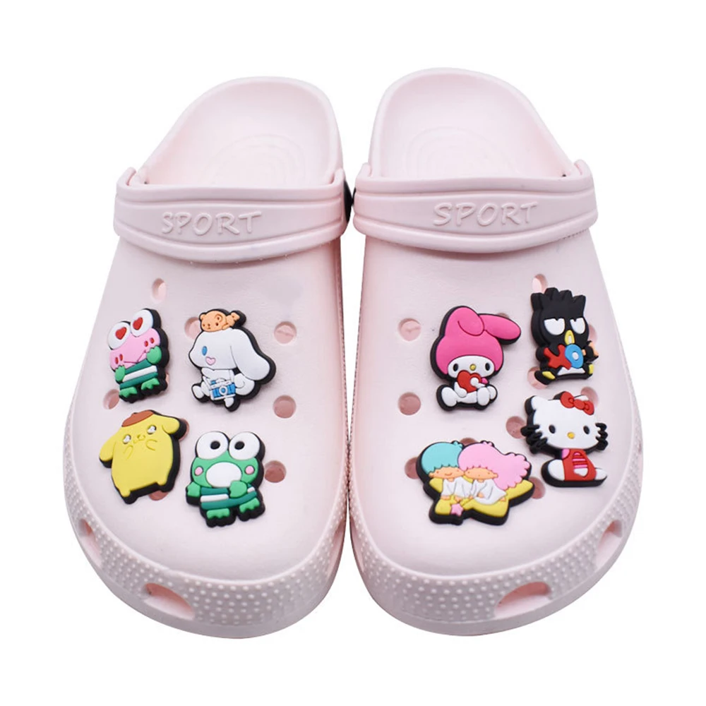 Single sale 1pcs Sanrio Cartoon PVC Shoe Charms Accessories Decoration Buckles Classic Clog Fit Bands Bracelets