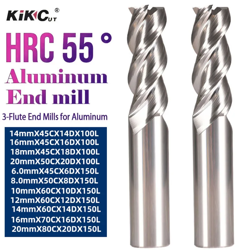 

1PC 3F HRC55 Extended Aluminum Alloy Special Milling Cutter For High Gloss Aluminum 6MM 8MM 10MM 12MM 14MM 16MM 18MM 20MM