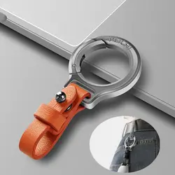 Titanium Alloy Cowhide Leather Keychain Waist Belt Buckle Carabiner Car Key Holder Small Key Rings for Gift Outdoor Tool
