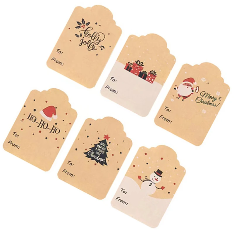 300Pcs/roll Merry Christmas Santa Claus Label Stickers Kraft Paper Handwritten Label DIY Party Scrapbook Envelope Seals Sticker