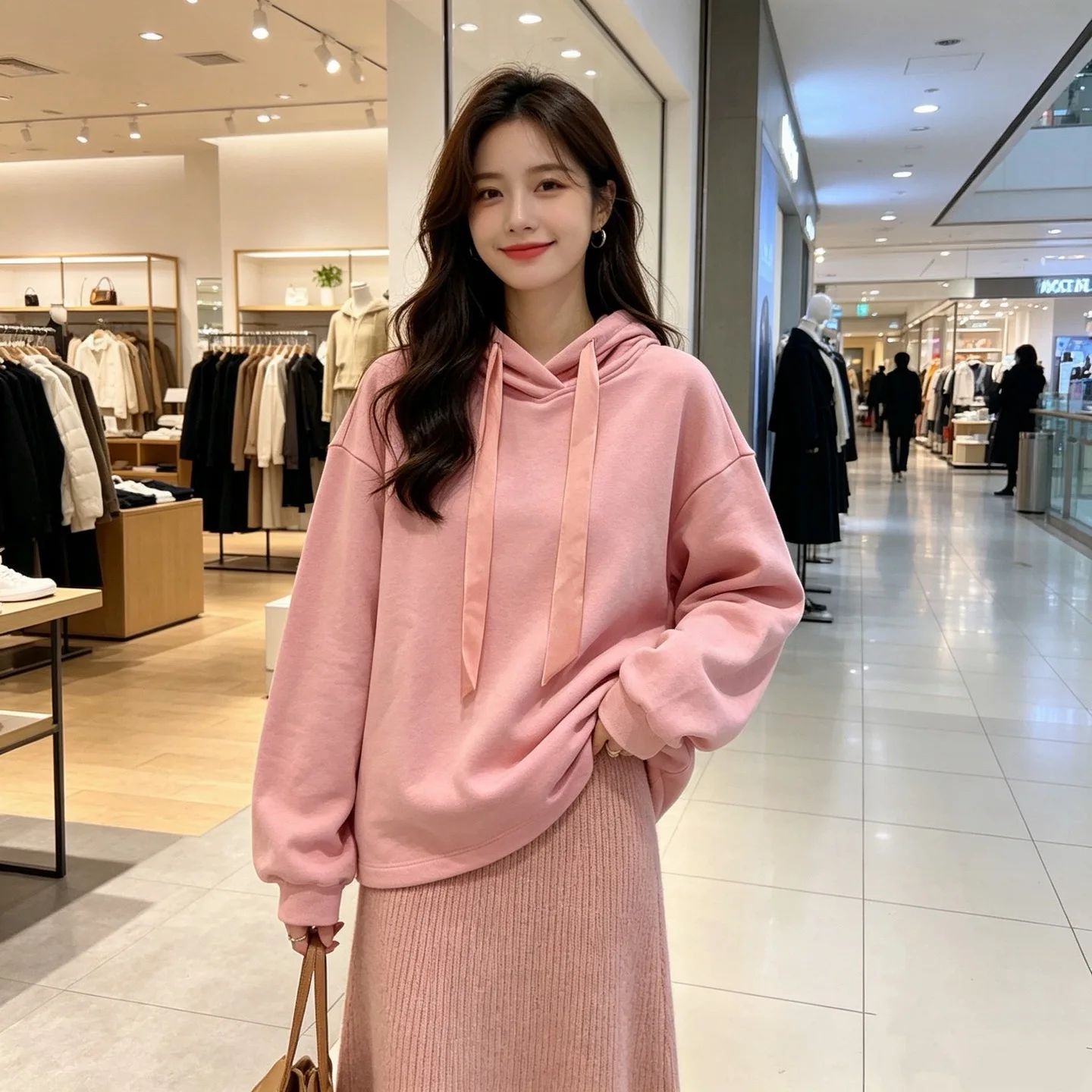 

Thursday Island Knitted Hoodie Sweatirt No Return No Exchange Polyester Cotton Blend Autumn Faion Ladies' Hoodie