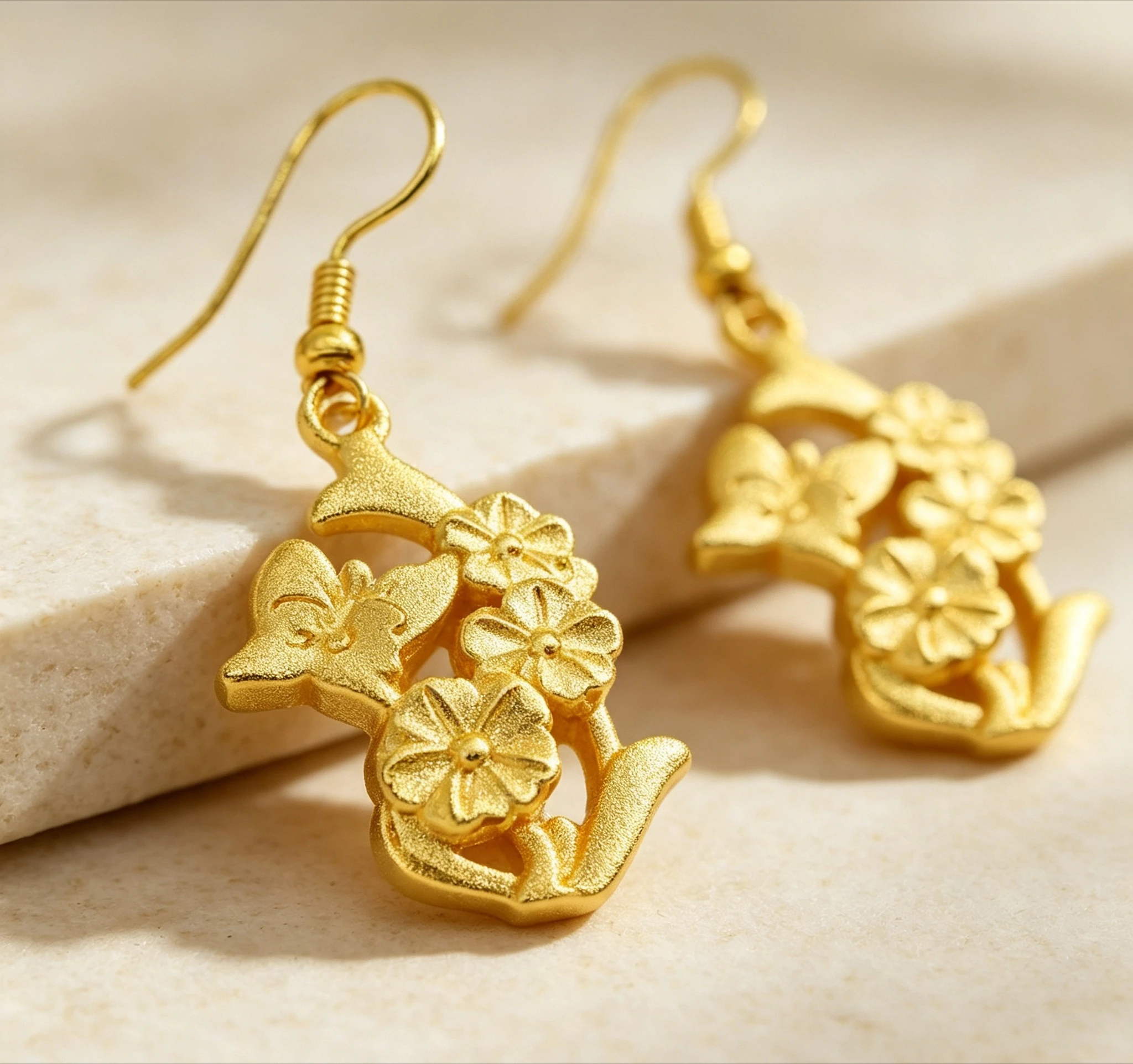 summer tassel earrings for women's fashion 9999 real gold earrings flower gold jewelry accessories Giving gift for a friend