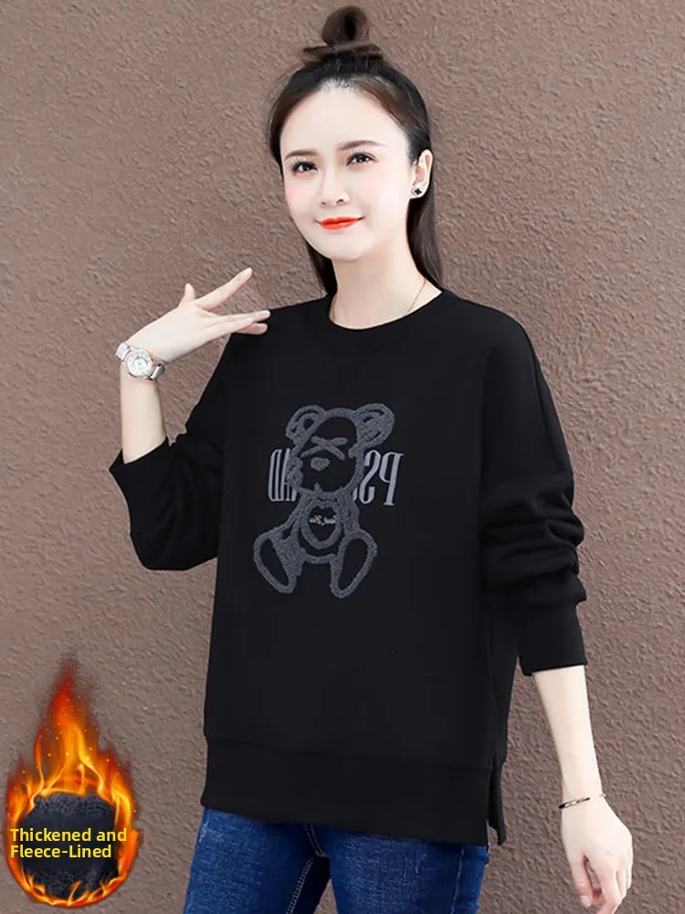 سترة أطفال مخملية مطرزة من Thiened ملابس نسائية للخريف والشتاء ملابس كورية طويلة Sve