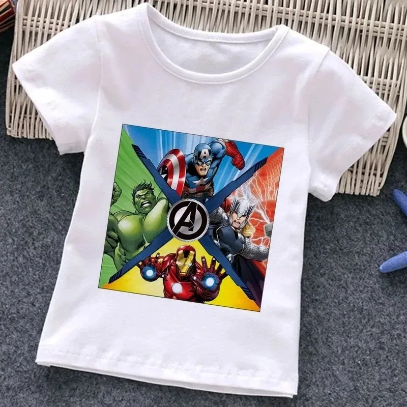 Disney Spider-Man Marvel Hulk Plus Super Cool Boy Summer T-Shirt Fashion Outdoor Harajuku Cartoon Short Sleeve T-Shirt Popular