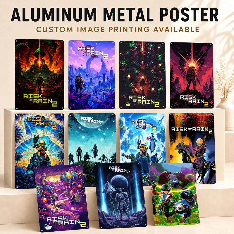 Risk Of Rain 2 2 Textured Posters Personalized Aluminum Metal Sign Epic Quest Illustration Wall Art For Players And Game Rooms