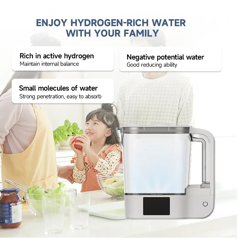 2L Hydrogen‑Rich Water Pitcher Portable Hydrogen Water Generator LED Display Type‑C Electrolysis Water Jug for Home Daily Drinki