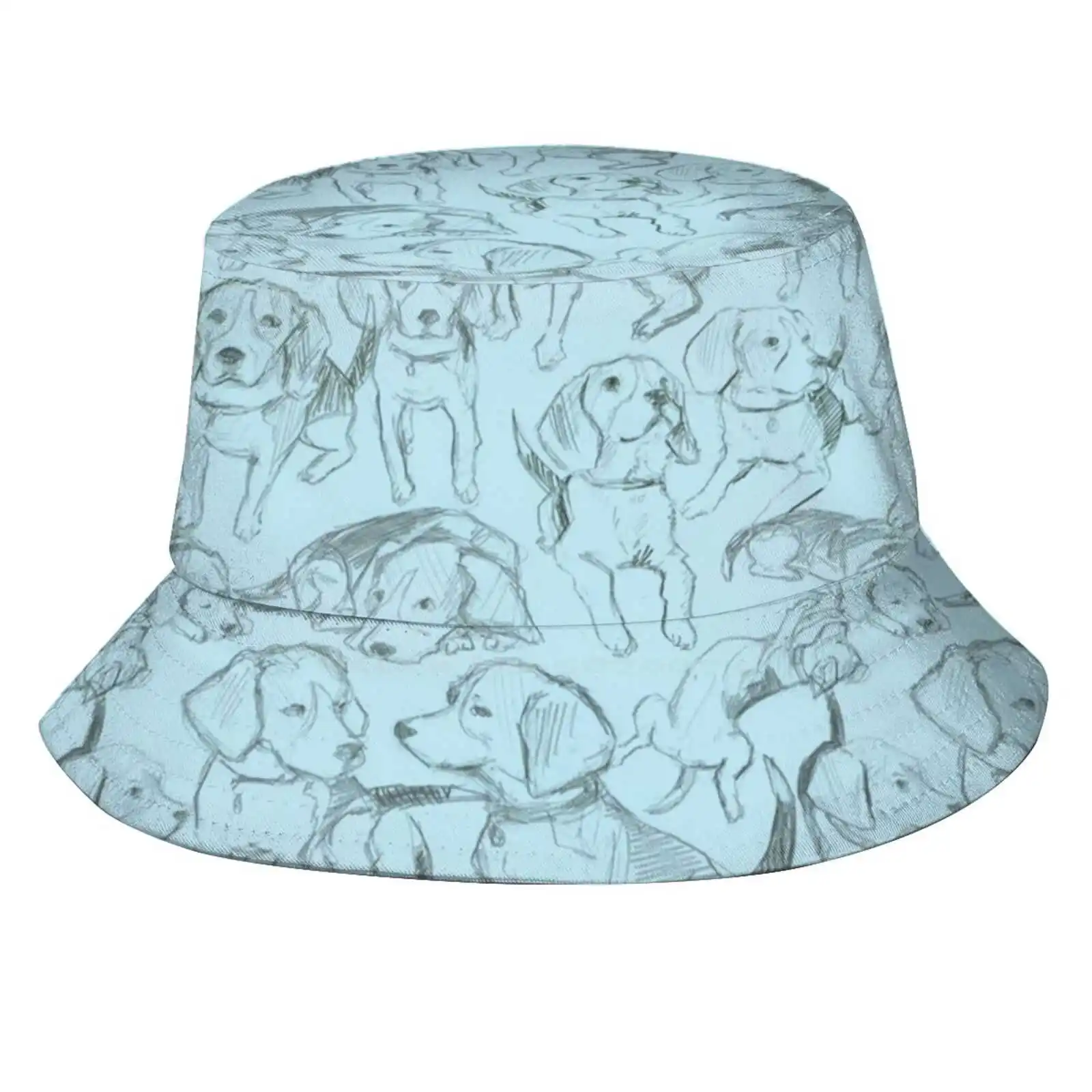 Blue Beagle Sun Cap Fisherman Hat Bucket Hats Beagles Adorable Blue Pattern Pastels Sketch Artsy Childrens Book Cute Dogs Baby