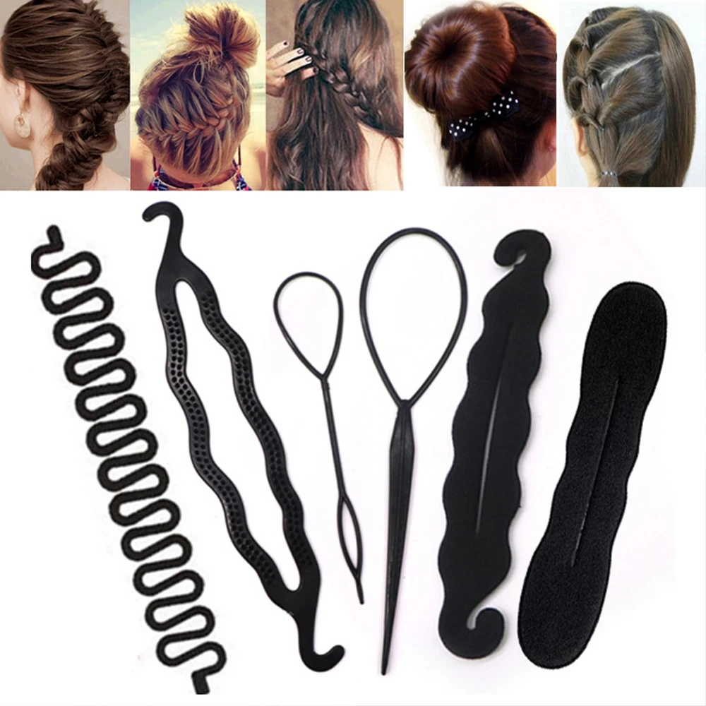 1-6Pcs/Set Multiple Magic Hair Braided Tool Women Girl Hair Donut Bun Maker Hairpins Twist Hair Clip Styling Tool Hair Accessory