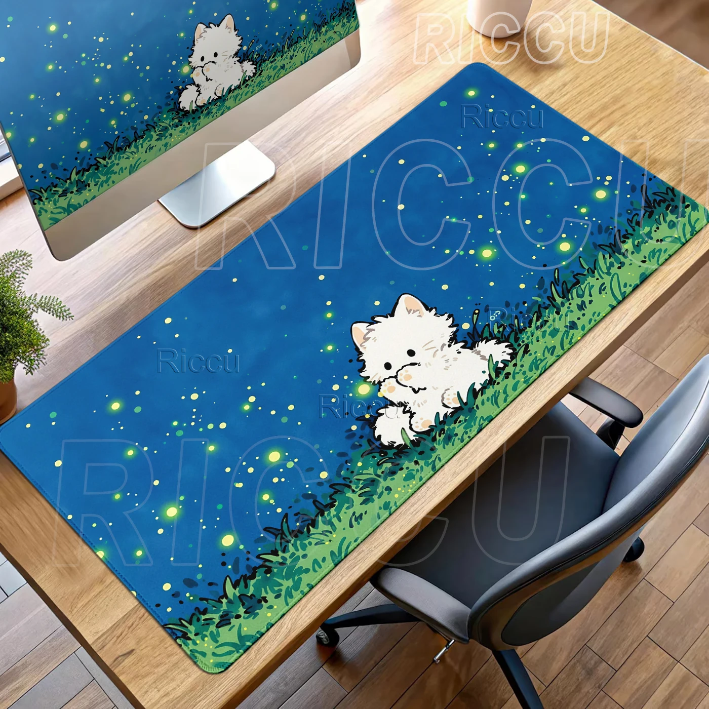 

Grassland Kitten Pattern Rubber Mouse Pads Large Size Kawaii Kitty Aesthetics Gamer Pad Non-Slip Laptop Offices Accessories Mats