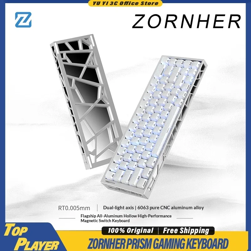 

ZORNHER ZH68 HE Magnetic Switch Gaming Keyboard High Performance Hollow Aluminum Customizable Poron Foam For Esports Gamers