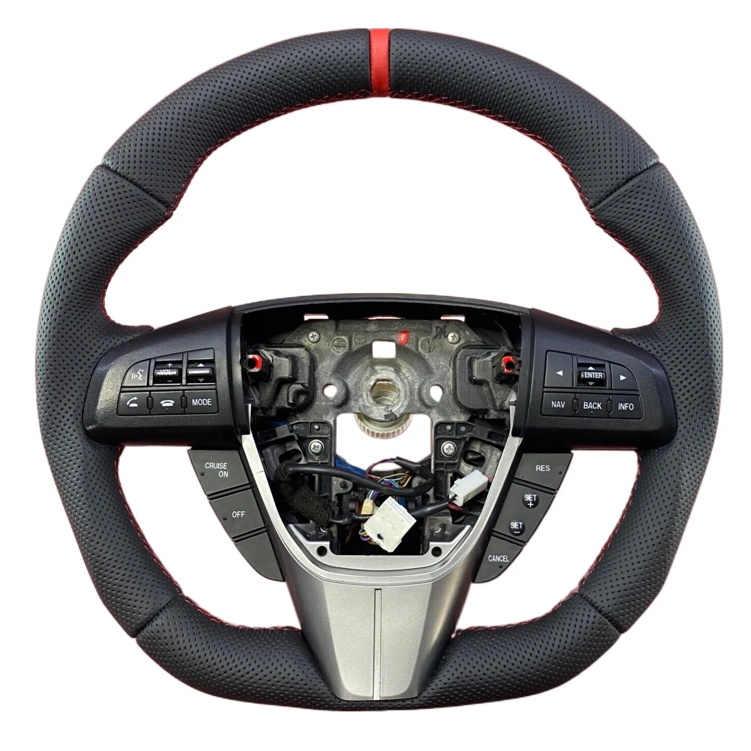 FLAT BOTTOM STEERING WHEEL FOR MAZDA 3 2GEN ! CUSTOM NEW LEATHER D SHAPE