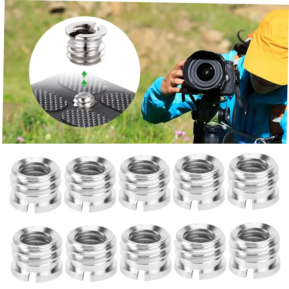 10 قطعة ﻿   العالمي كاميرا محول المسمار 1/4 إلى 3/8 بوصة تحويل الجوز ترايبود Monopod Ballhead جبل الملحقات لحامل الضوء