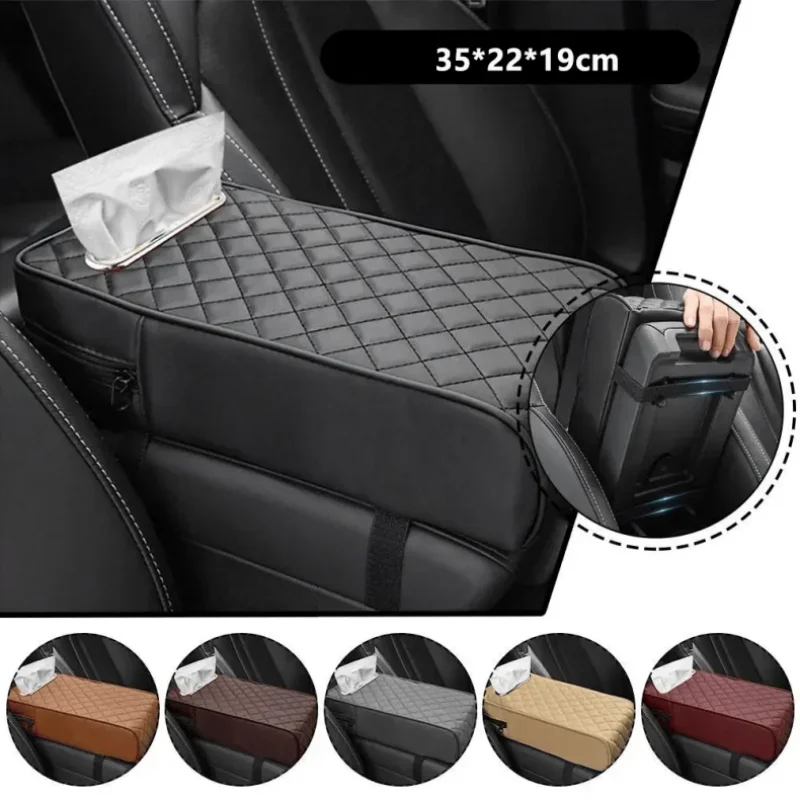 Removable Car Armrest Box Mat Car Universal Organiser with Tissue Holder Multi-functional 3-in-1 Central Elbow Booster