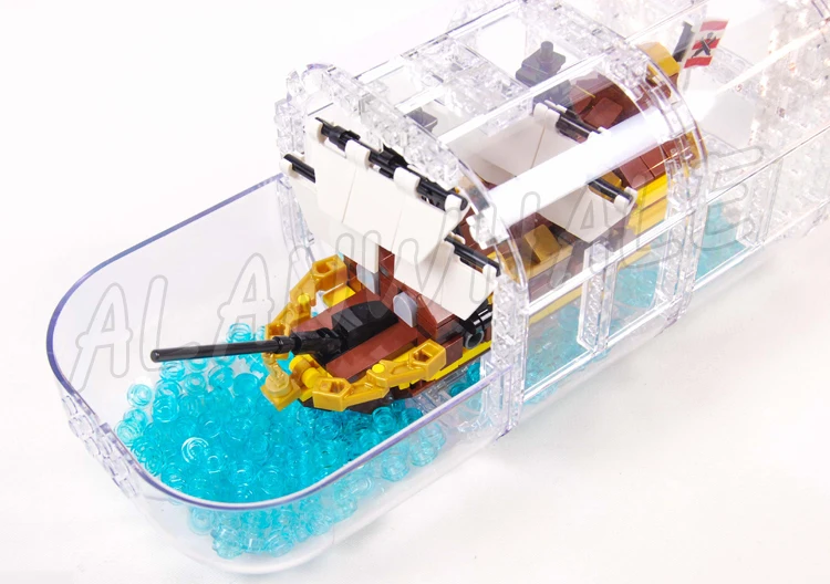 Micro Escala Building Blocks Kit, Navio à vela em uma garrafa, Artesão Leviathan Compass, Compatível com o Modelo, 16051, Idéias, 962pcs