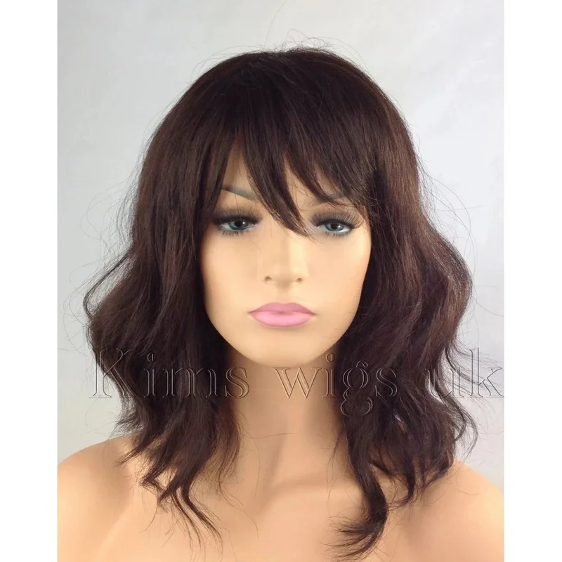 Hair New Fashion Elegant Women's Medium Natural Brown Wavy Wigs 14 In