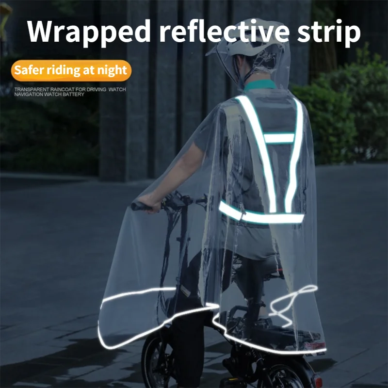 Raincoat Transparent long raincoat single raincoat rain poncho for electric vehicle battery car reflective poncho