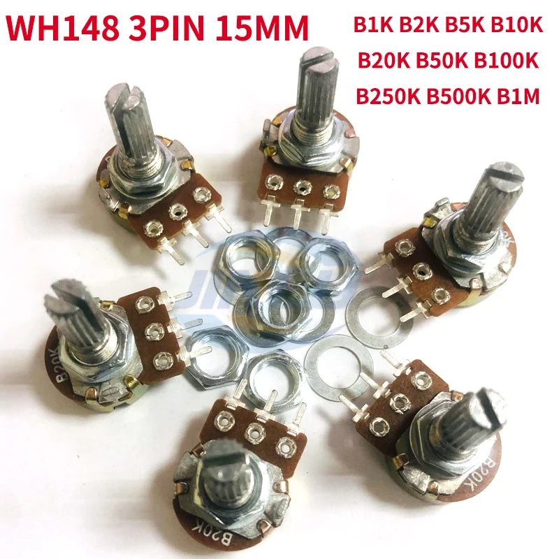 5 قطعة WH148 3pin 6pin 15 مللي متر 20 مللي متر B1K B2K B5K B10K B20K B50K B100K B250K B500K B1M 1K 2K 5K 10K 20K 50K 100K 250K 500K 1M