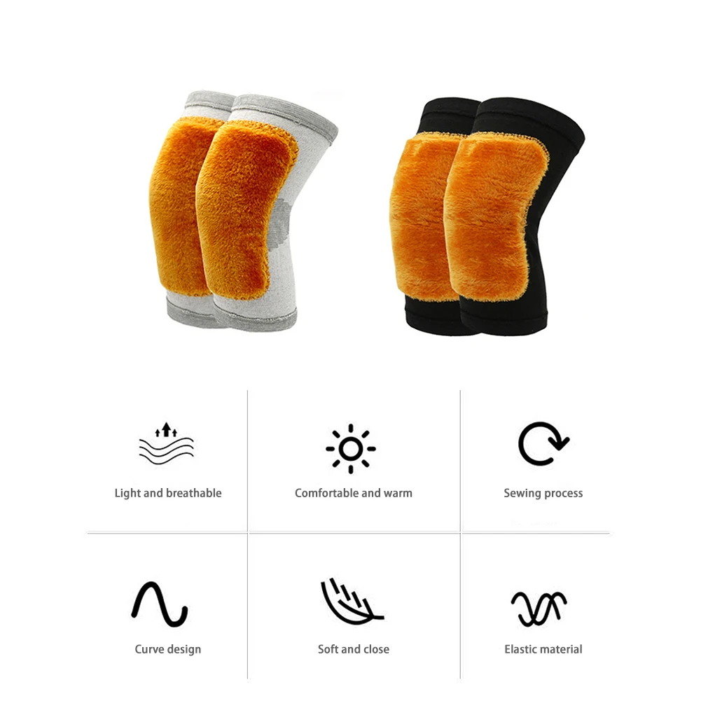 1 زوج الكبار منصات الركبة الدافئة سميكة شتاء دافئ الركبة المشتركة هدفين وسادة كم للرجال النساء تدفئة الساق منصات الركبة الدافئة #3