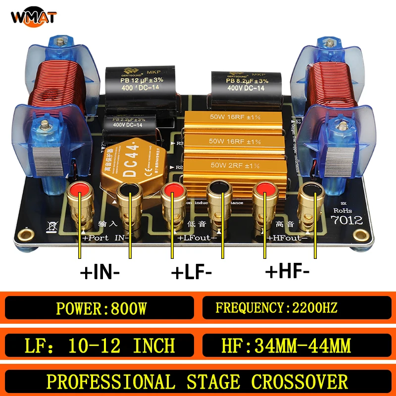 

7012/Passive 2 way Audio Speaker Crossover 2200Hz HighPower 800W For 10-12 Inch Woofer & 34-44 core tweeter Suitable for stage