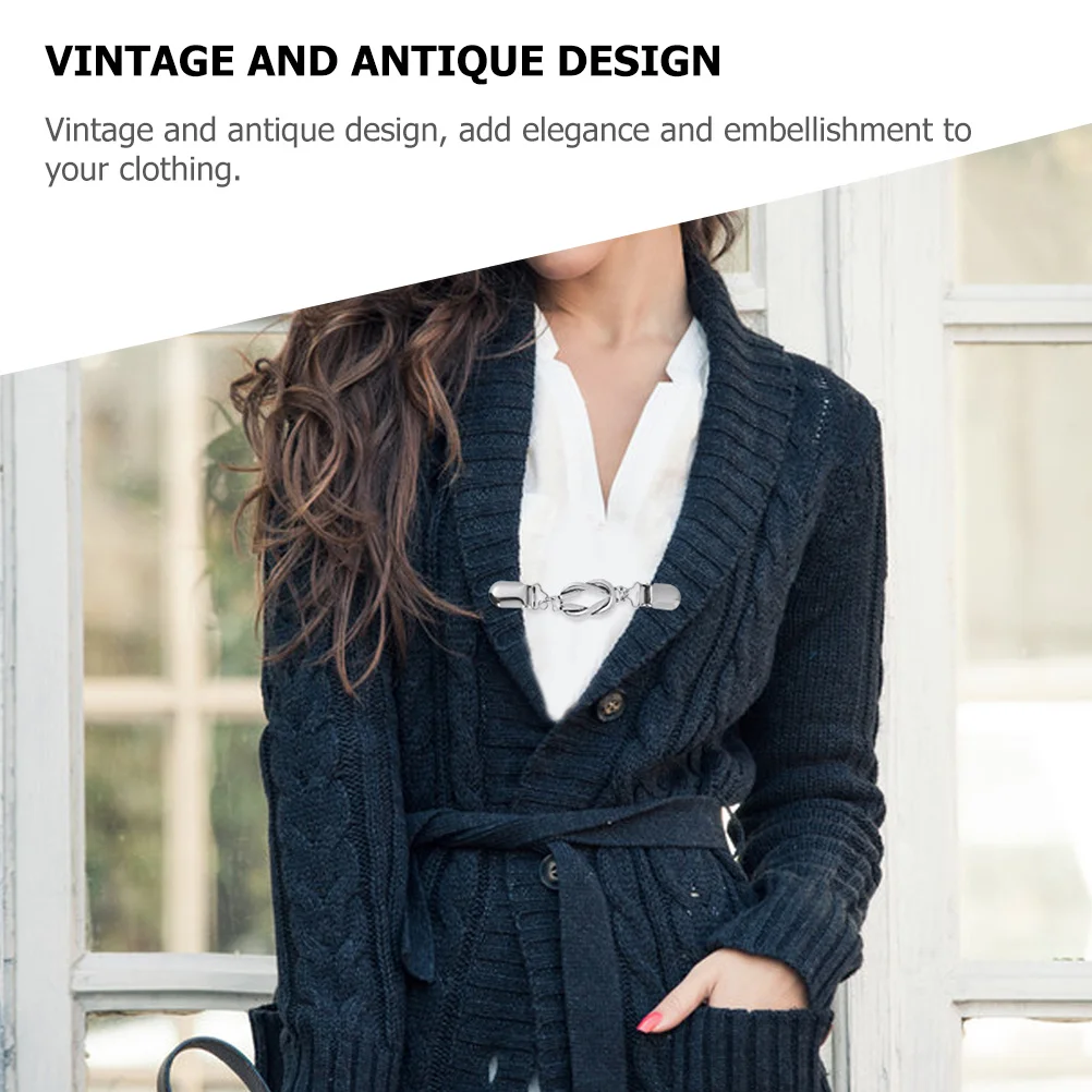 

2pcs Vintage Cardigan Clips Dress Clips Premium Shawl Clasps Scarf Buckle For Women Collar Clip Clothes Decoration Alloy