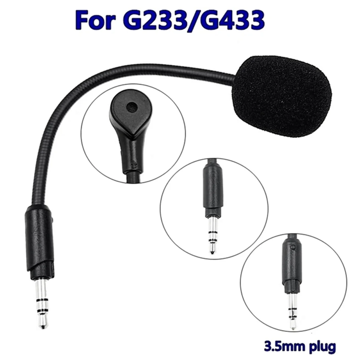 ABGQ Replacement 3.5mm Microphone Stereo Studio for Logitech G233 G433 E-Sports Game Headset Gaming Headphones Mic