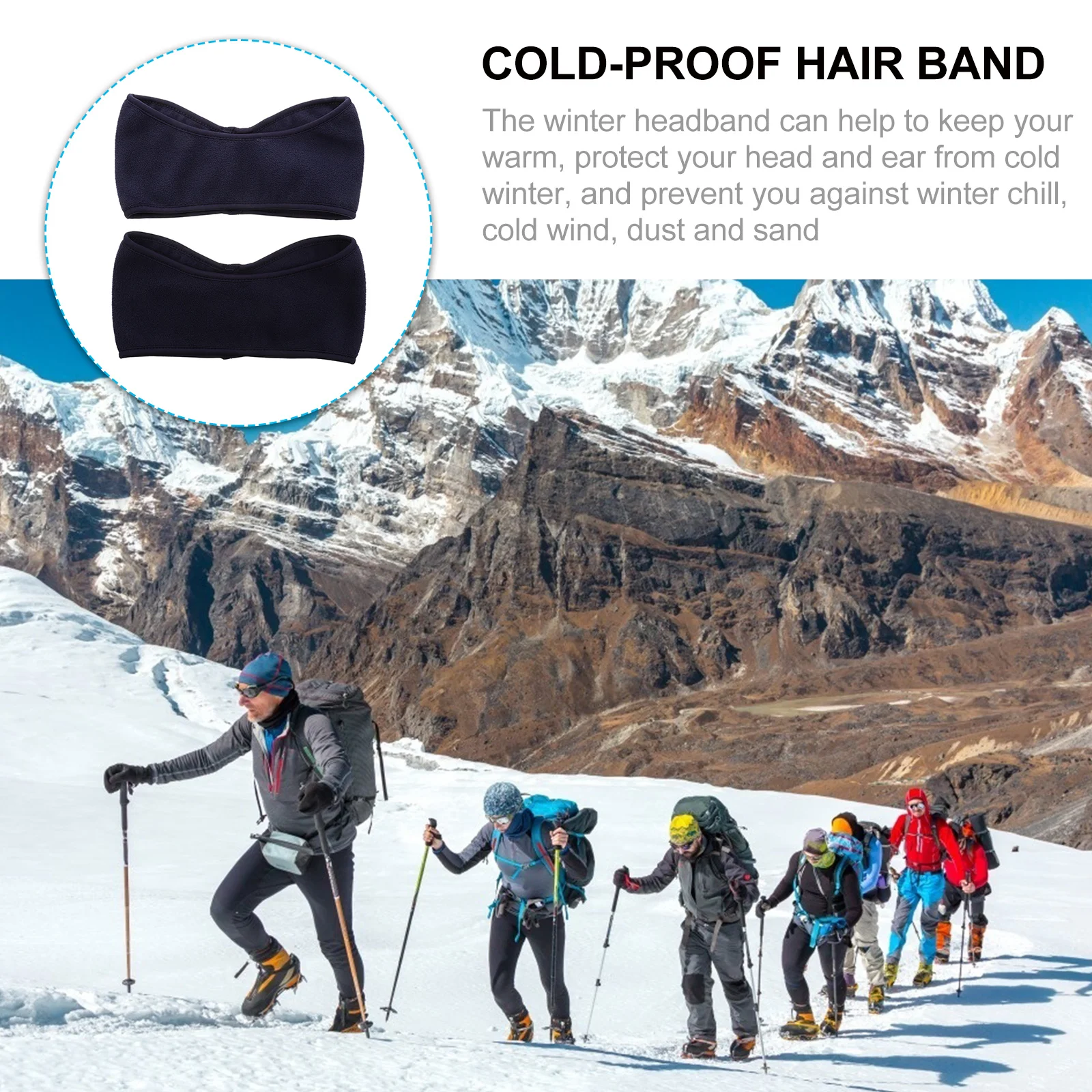 

2Pcs Winter Headband Polar Fleece Soft Stretchable Ear Warmer for Skiing Snowboarding Camping Hiking Cold Proof Wind Resistant