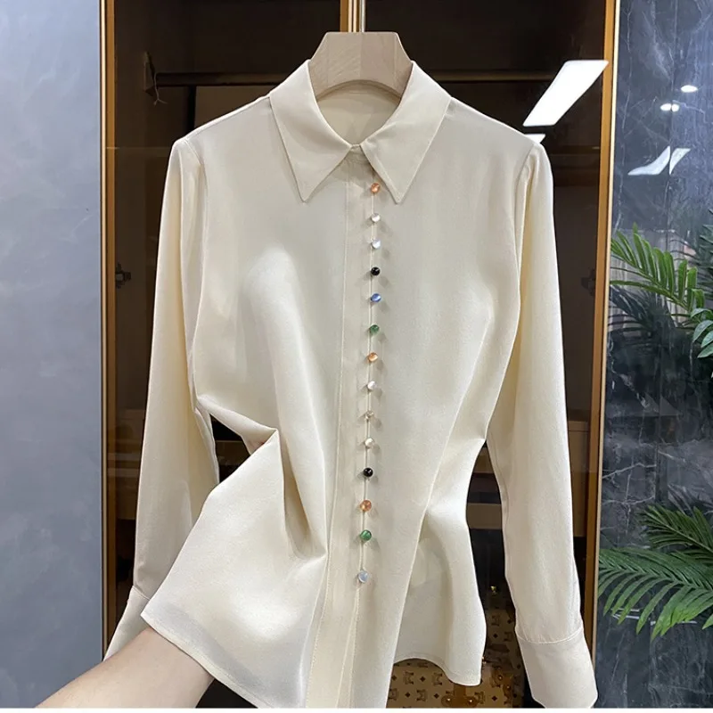 

Colored Button-up Shirt for Women Camisas De Mujer Tops