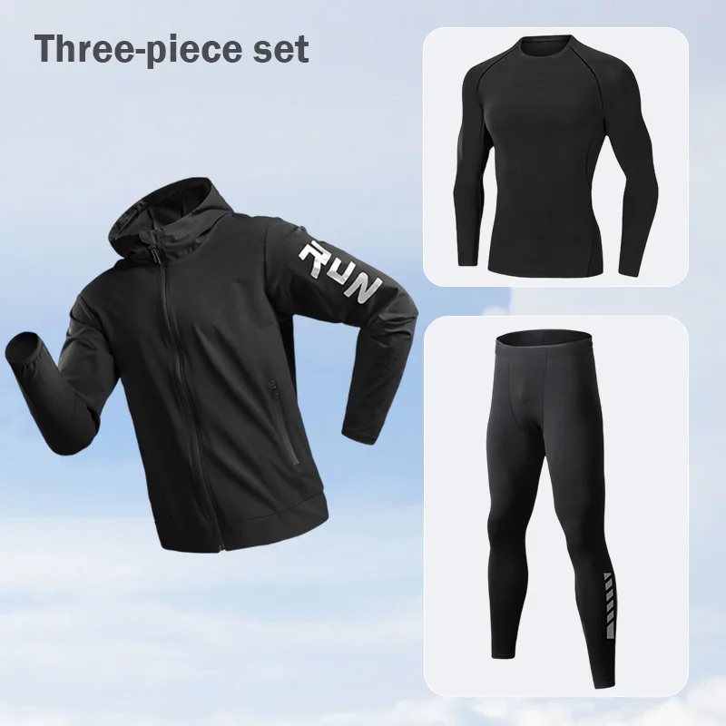 

Men's Quick-Dry Training Wear Running Gear Sportswear Set Three-Piece Set Cycling Tights Spring Summer Fitness Gear
