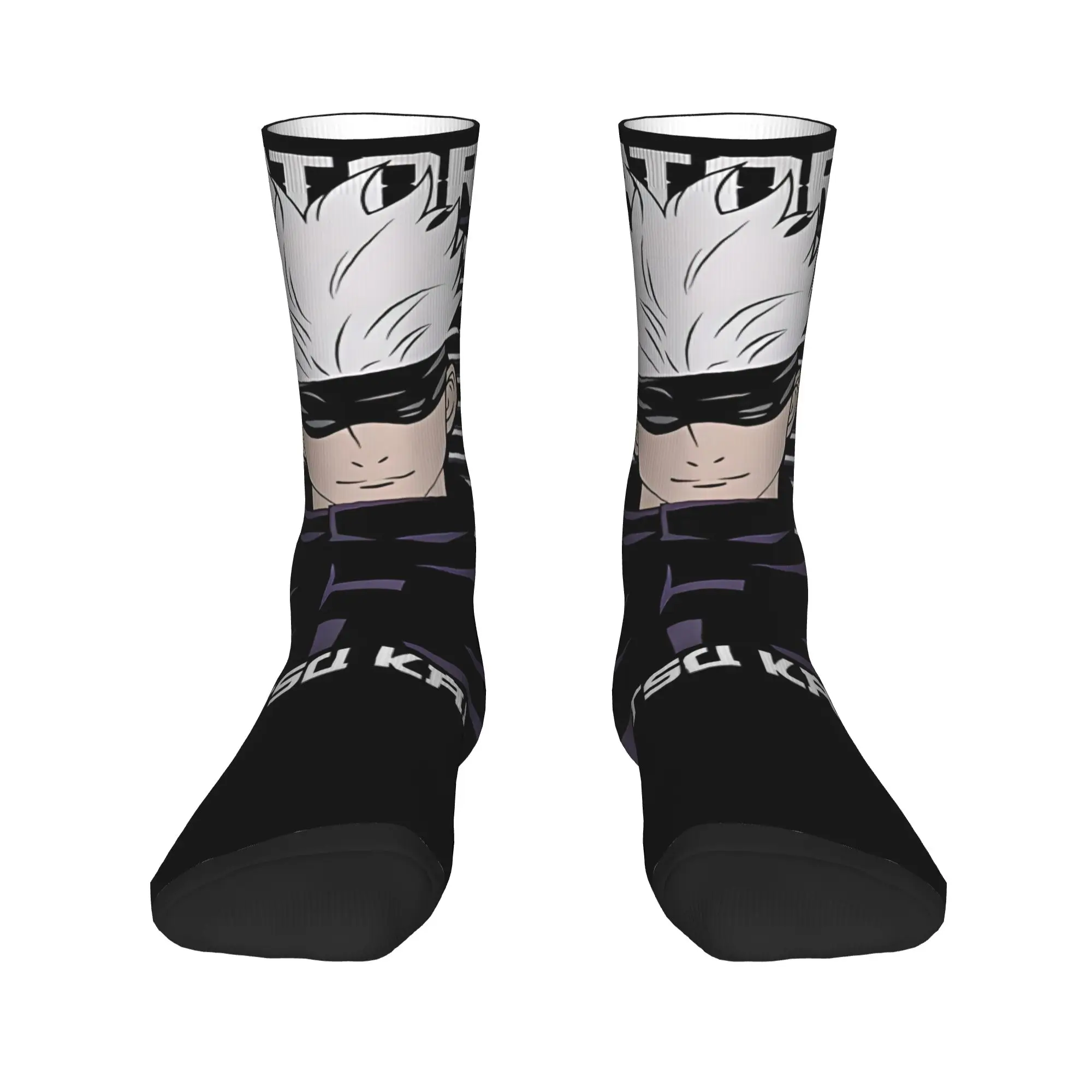 Funny Sock Bandai Jujutsu Kaisen Satoru Gojo Rock Seamless Pattern Printed Men Crew Socks Novelty Men's Socks