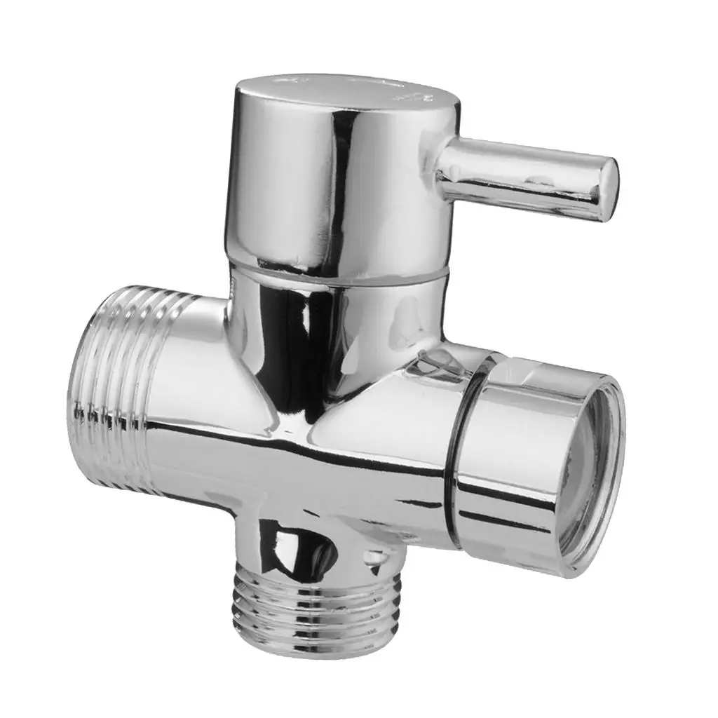 T-adapter 3-Ways Shower Head Shut-Off Valve G3/4inch G1/2inch Solid Brass Bath Toilet Bidet Sprayer Switch Diverter Chrome