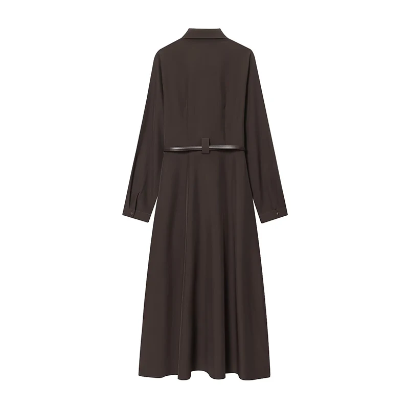 Damskie długie sukienki z paskiem w stylu koszulowym, sukienki midi w stylu vintage, eleganckie sukienki na imprezę dla kobiet